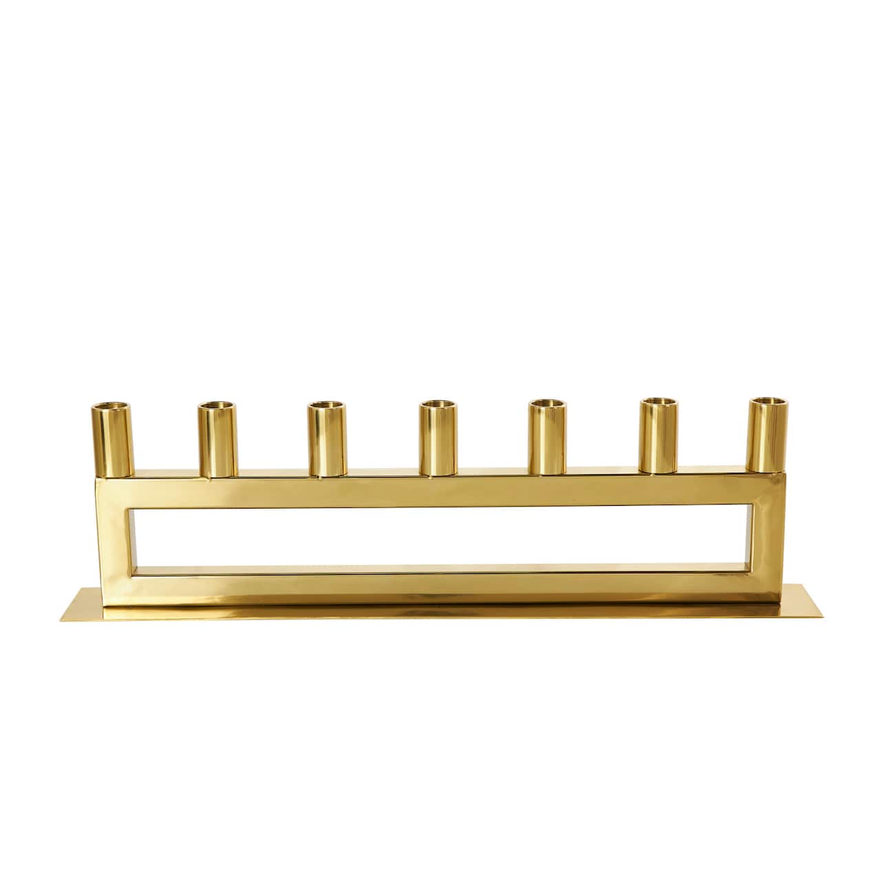 22" Gold Stainless Steel 7 Taper Candle Candelabra with Rectangular Frame